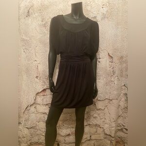 Guess Black Draped Shoulder Slit Dress